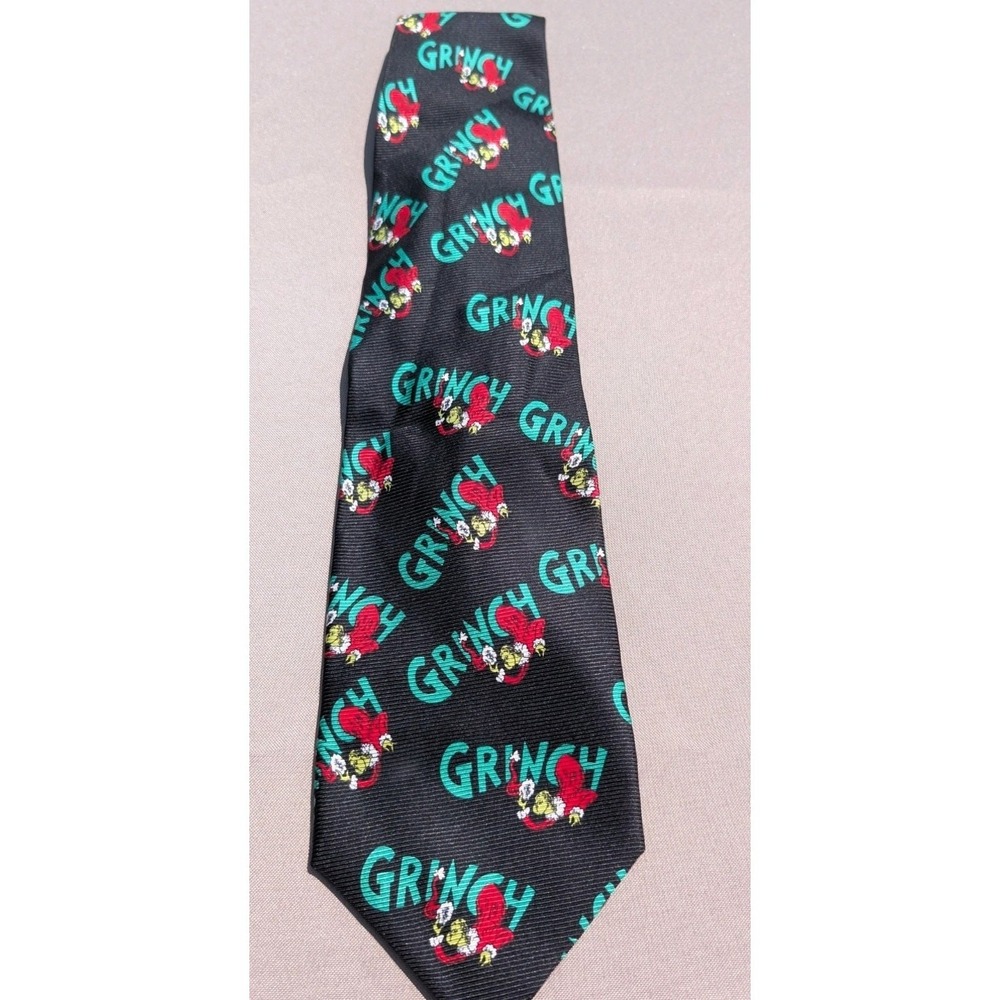 HOW THE GRINCH STOLE CHRISTMAS LOGO ~ MENS CHRISTMAS TIE ~ RED GREEN ~‎ 58"